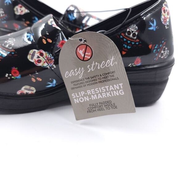 Easy Spirit Laurie Day of the Dead Skulls Black Clogs Womens 6M Slip Resistant - Picture 7 of 13